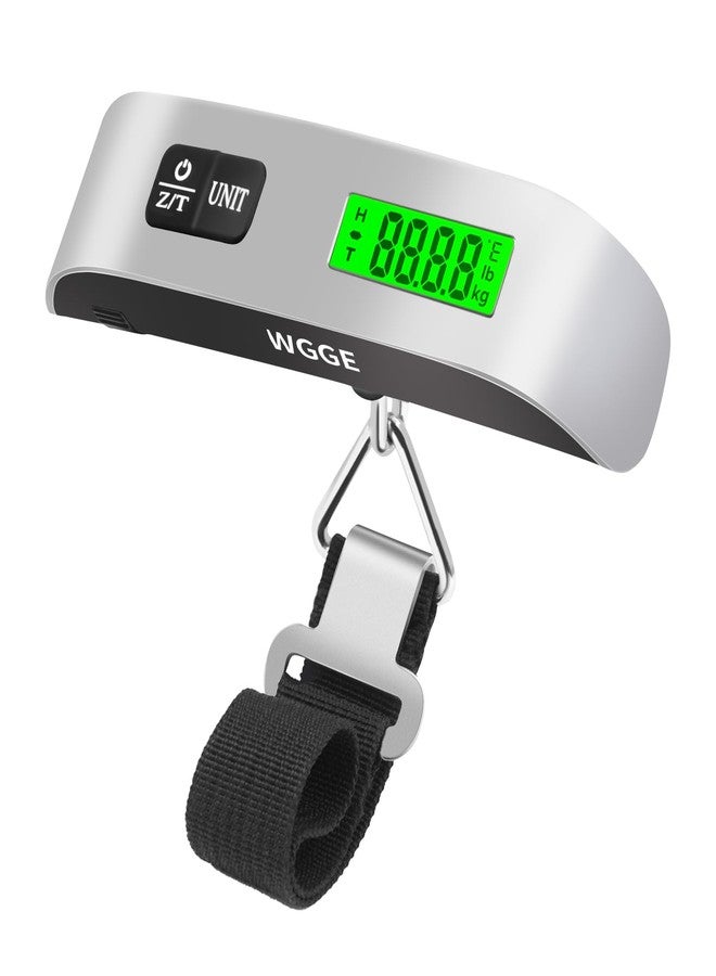 WGGE ميزان أمتعة رقمي، ميزان وزن أمتعة السفر WGGE، أقصى وزن 50 كجم/110 رطل مع شاشة LCD بإضاءة خلفية - Image 1